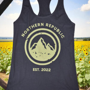 Ladies Black Tank Top Green Logo